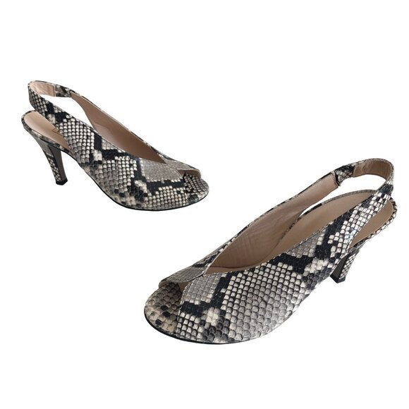 Paul Green Avanti Snake Print Peep Toe Slingback Heels, UK 6 (US 8.5) NWOB - Picture 1 of 9